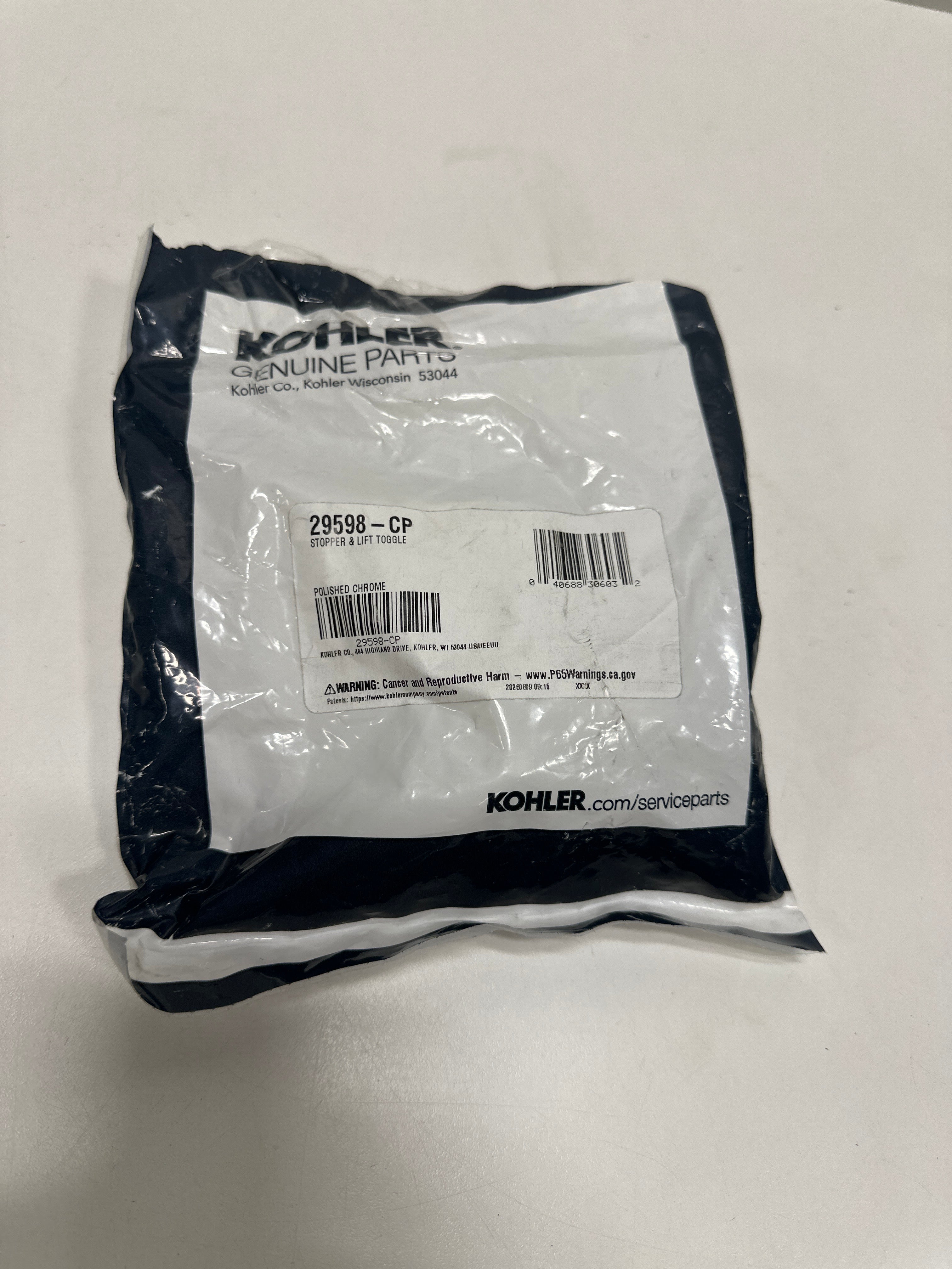 KOHLER K-29598-CP Stopper & Lift Toggle