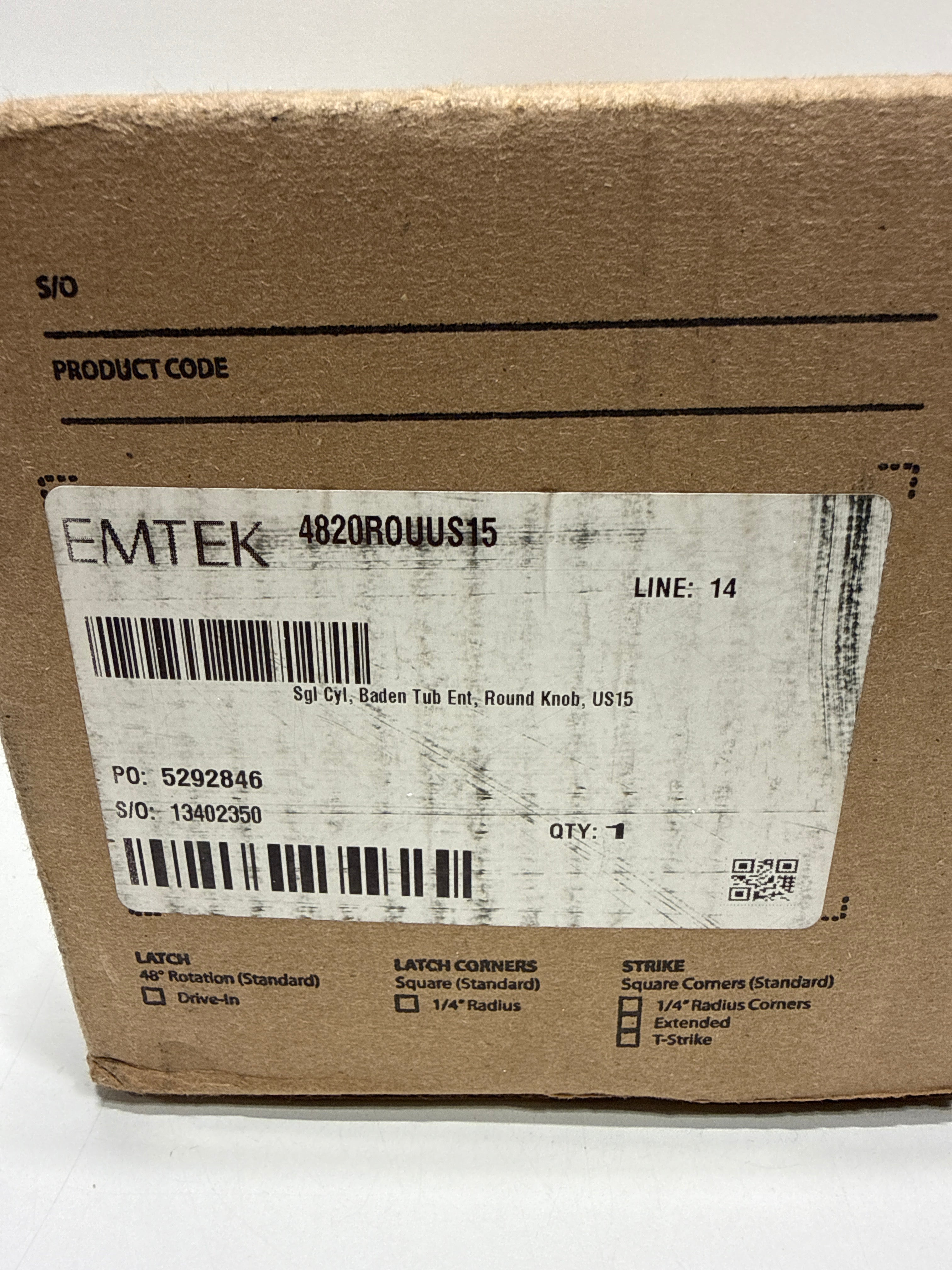 Emtek 4820 Baden Sectional Single Cylinder Handleset with Round Knob Part Nr: 4820ROUUS15
