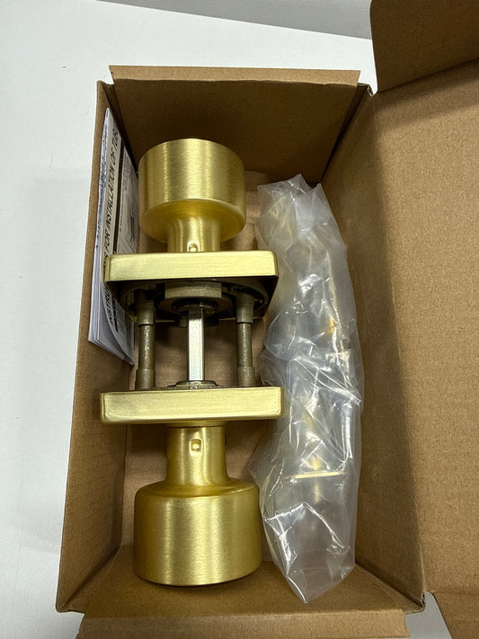Sure-Loc ZH101-SQ Zurich Passage Door Knob Set with Square Rose Satin Brass