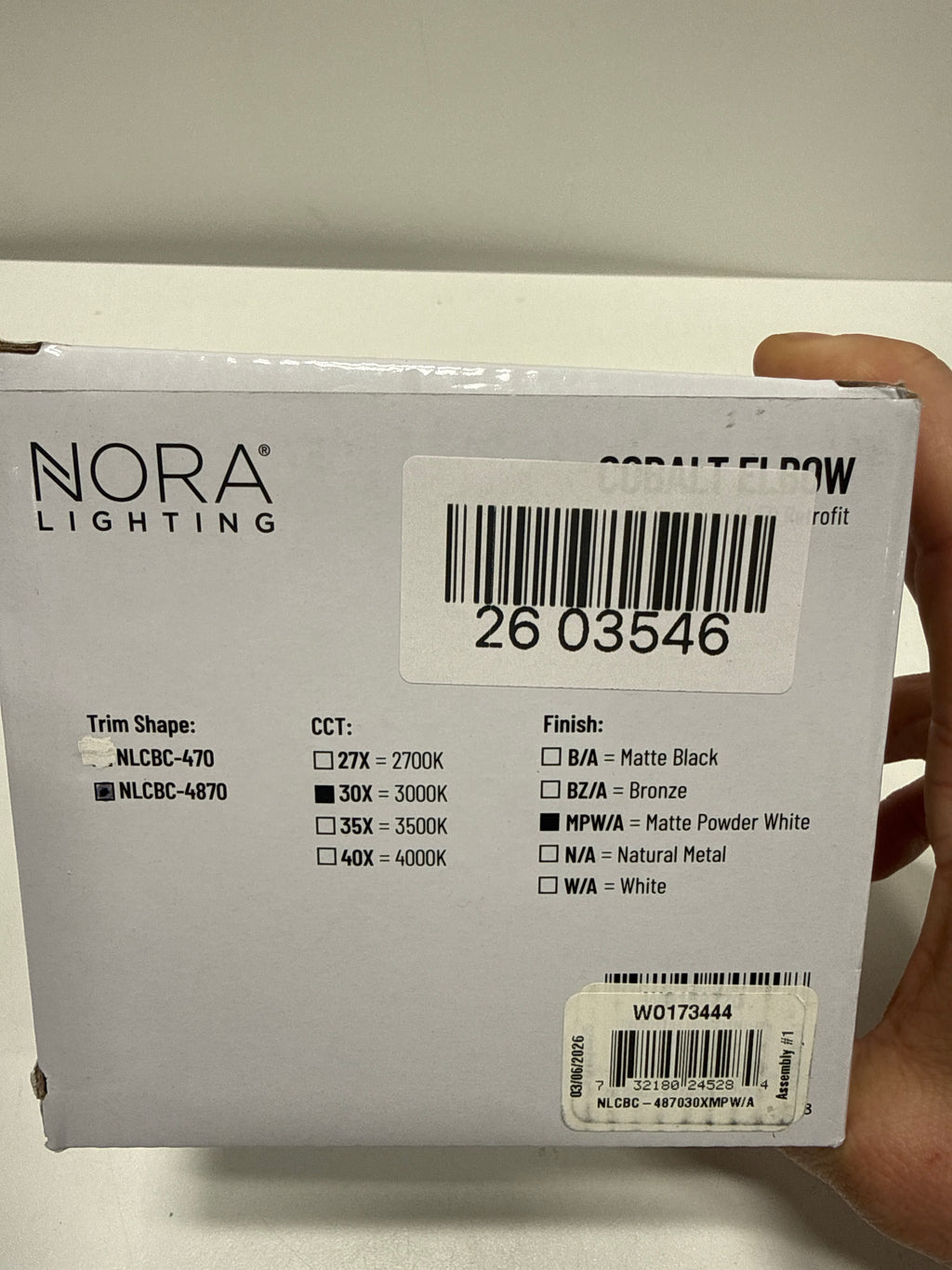 Nora Lighting NLCBC-487030XMPW/A Nora Lighting NLCBC-487030X/A Cobalt Adjustable 4" LED Adjustable Recessed Trim - 3000K - 800 Lumens - Square