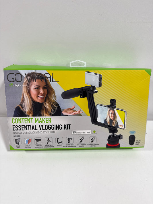 No Remote Digipower - Content Maker Essential Vlogging Kit with Light, Microphone, Tripod - Black
