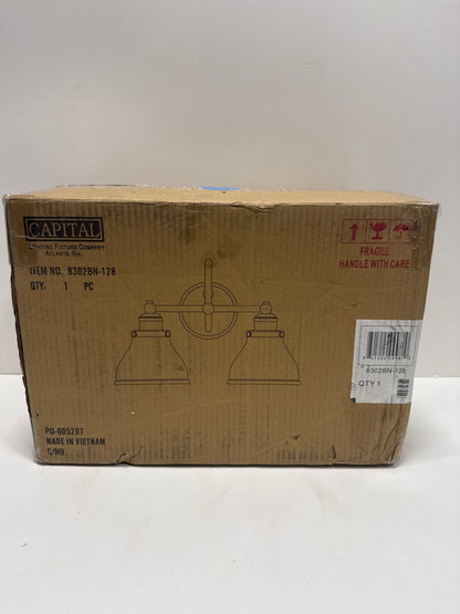 Capital Lighting 8302BN-128 Baxter Milk Glass Bath Vanity Wall Mount, 2-Light 200 Total Watts, 11" H x 16" W, Brushed Nickel