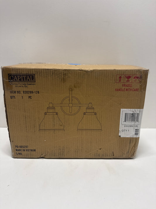 Capital Lighting 8302BN-128 Baxter Milk Glass Bath Vanity Wall Mount, 2-Light 200 Total Watts, 11" H x 16" W, Brushed Nickel
