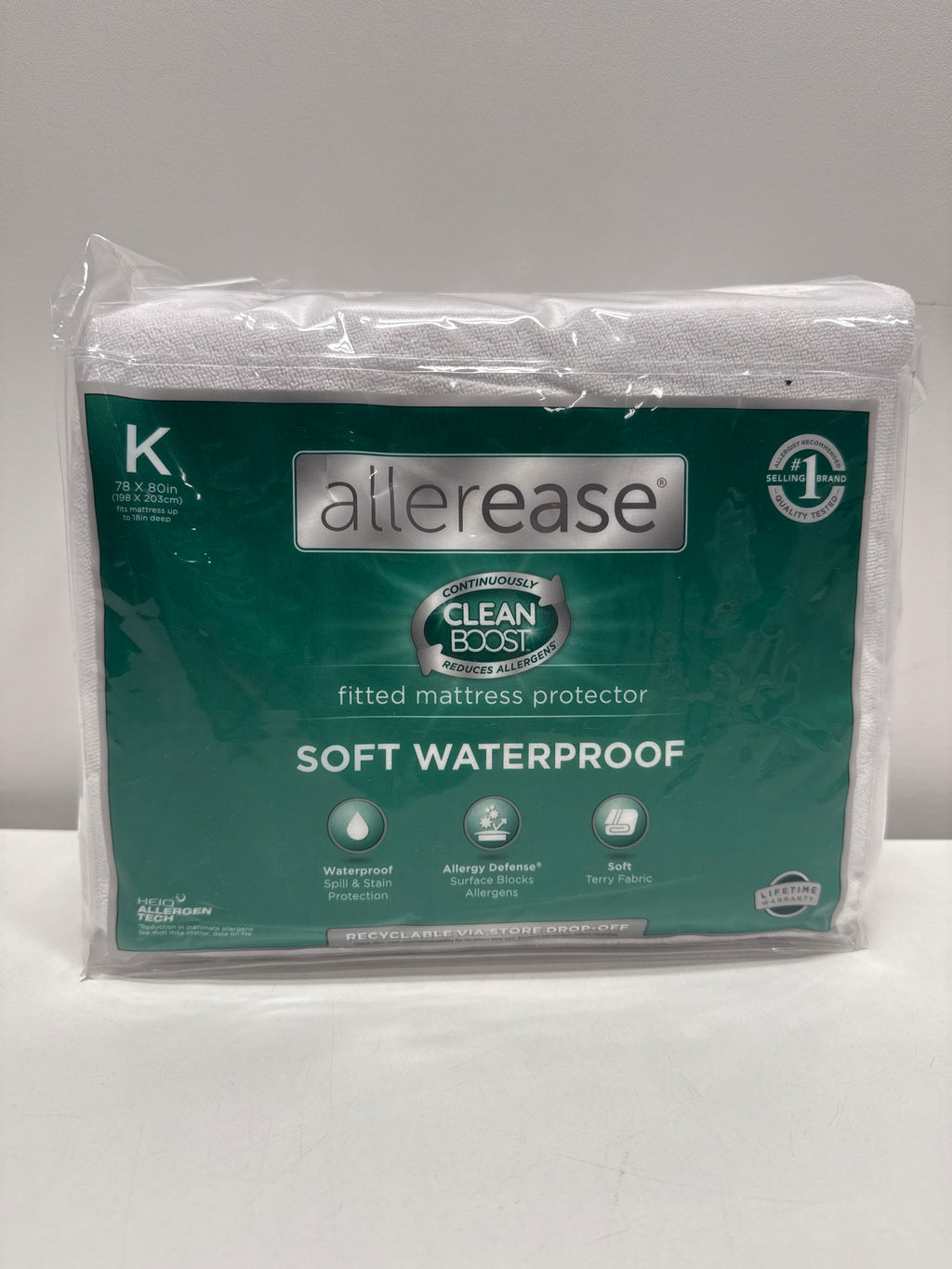 Allerease King Clean Boost Waterproof Fitted Mattress Protector: Hypoallergenic OEKO-TEX Certified - *Bedding