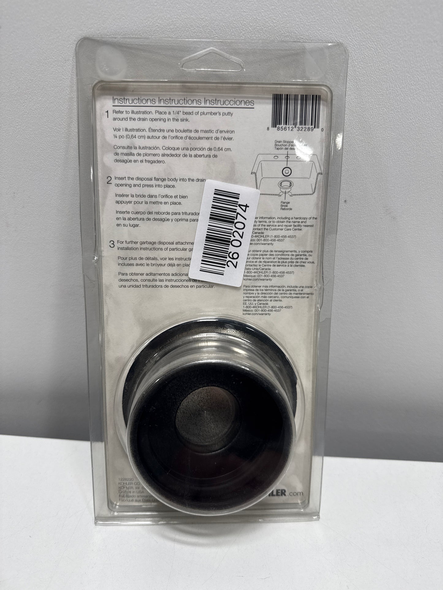 Kohler  11352-BL Disposal Flange with Stopper