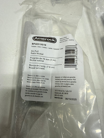 10 x Amerock Bar Pulls 3 in. (76mm) Center-to-Center Satin Nickel Bar Cabinet Pull