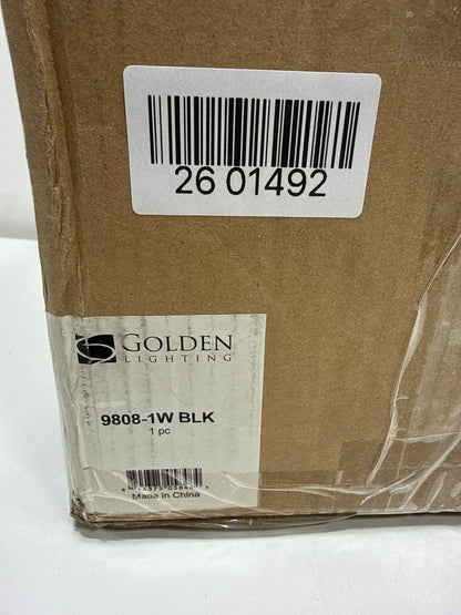 Golden Lighting 9808-1W BLK Seaport Sconce-Damp, 1 Light, Matte Black-
