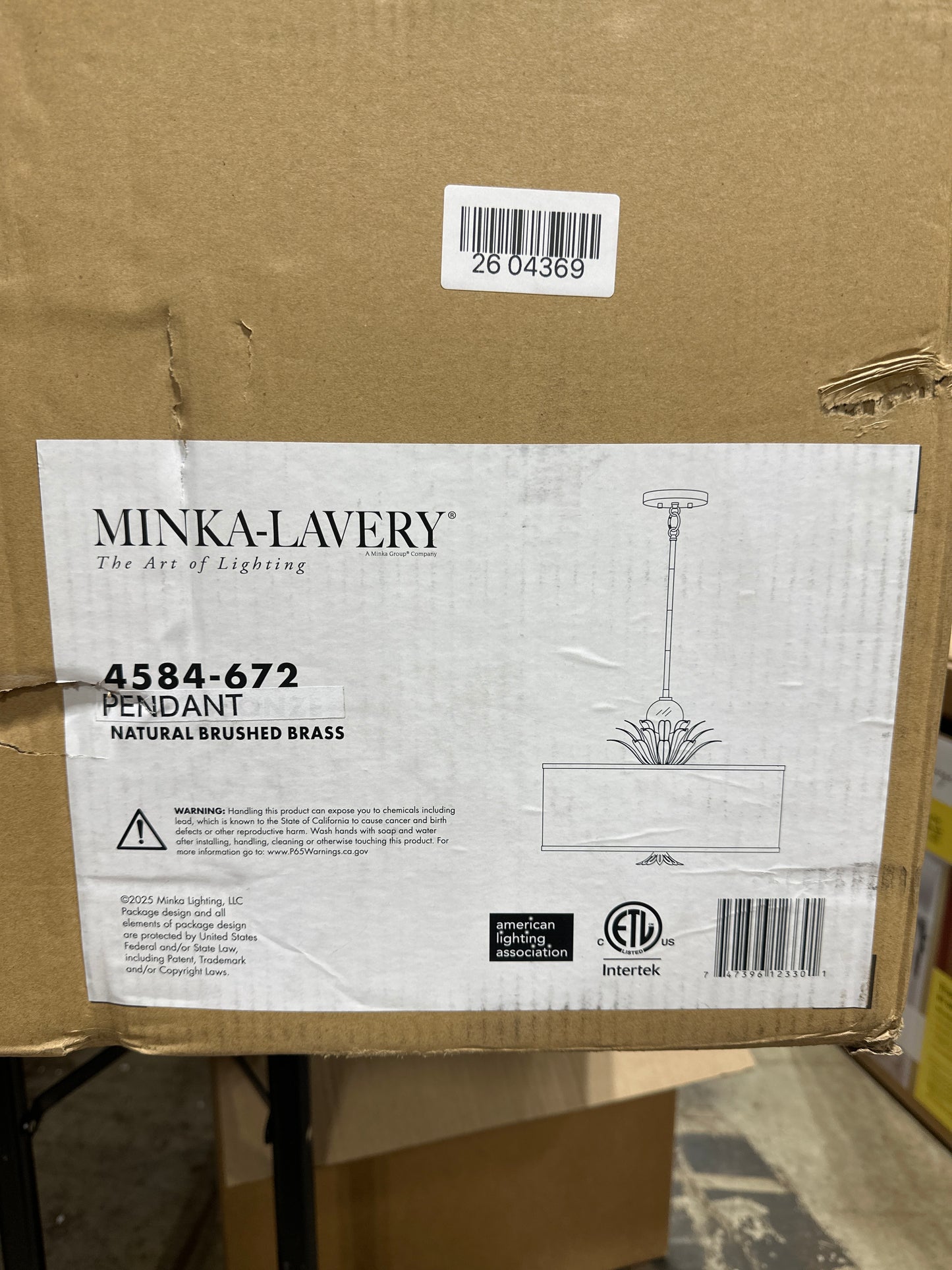 Minka Lavery 4584-672 Caprio Pendant, 4-Light, 240 Total Watts, 23.63-in H x 17.88-in W, Natural Brushed Brass