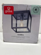 Globe Electric Sasha 1-Light Matte Black Outdoor Flush Mount Ceiling Light with Clear Glass Shade