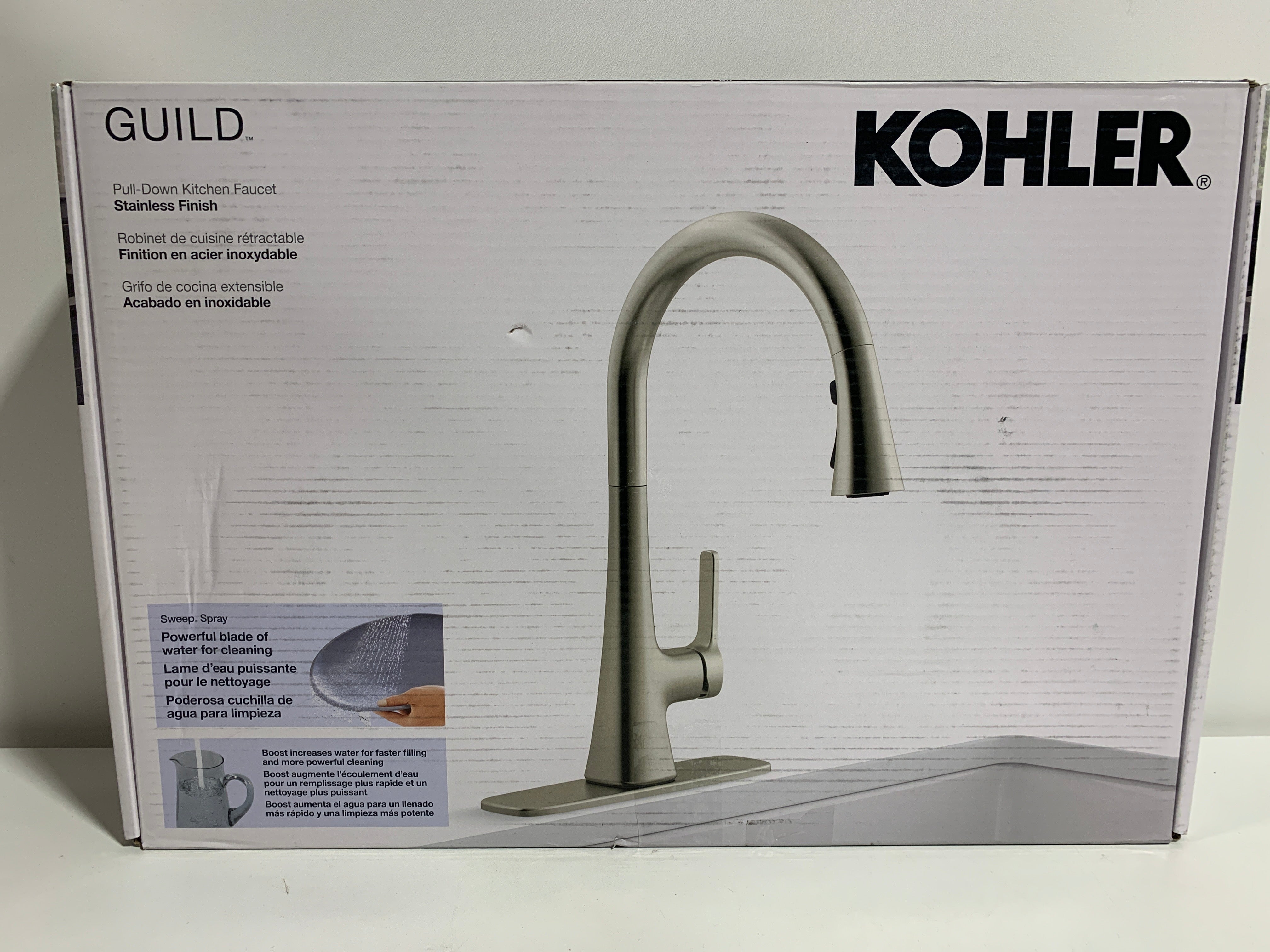 Kohler Guild Pull-down Kitchen Sink Faucet with Three-function Sprayhe ...