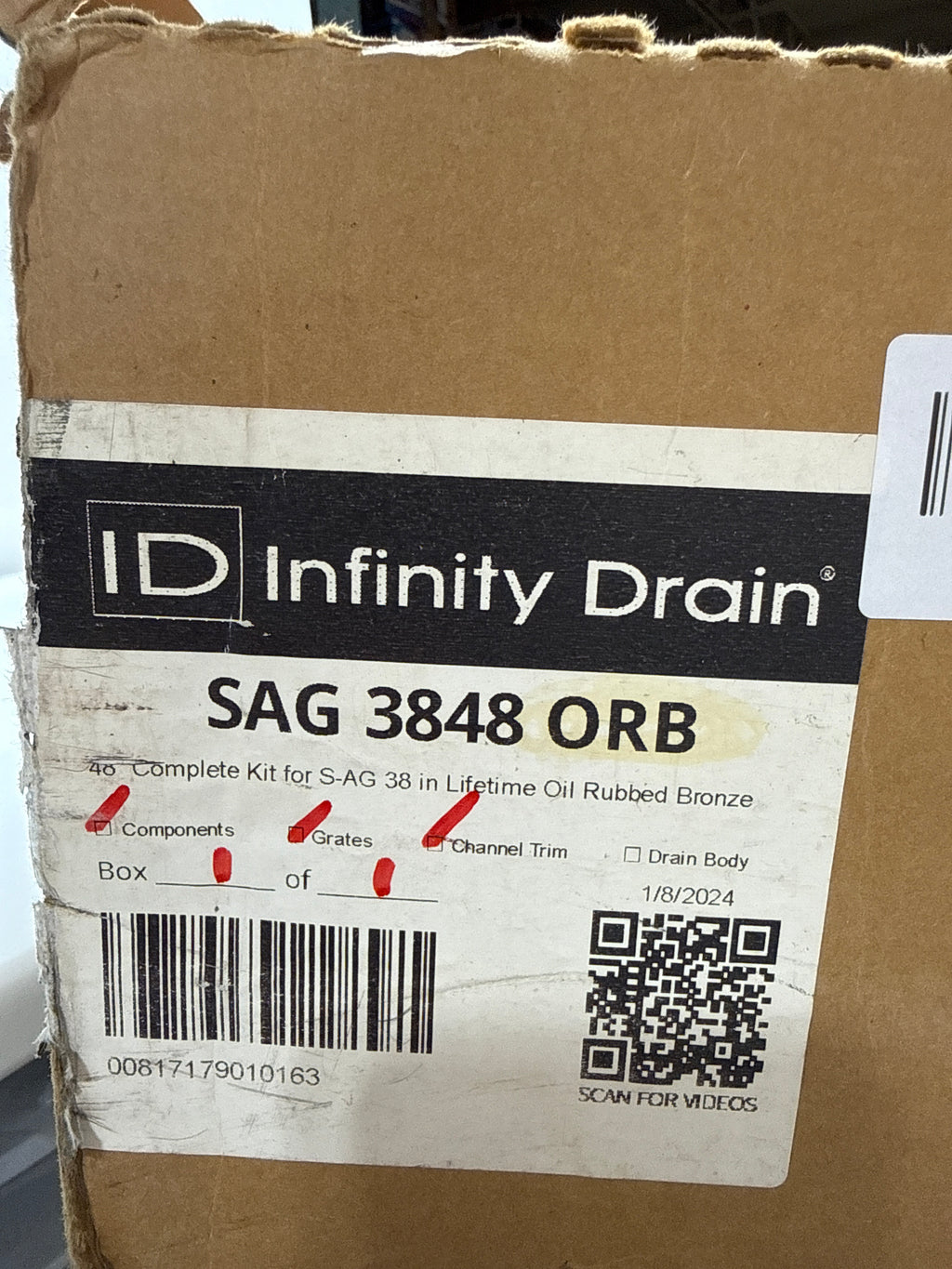 Infinity Drain SAG 3848 48" S-AG 38 Linear Drain Complete Kit with 1 1/2" Wedge Wire Grate Oil Rubbed Bronze