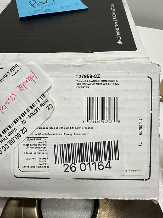 Scratch Delta Trinsic:T27959 Contemporary Monitor 17 Series Valve Trim with 6-Setting Integrated Diverter