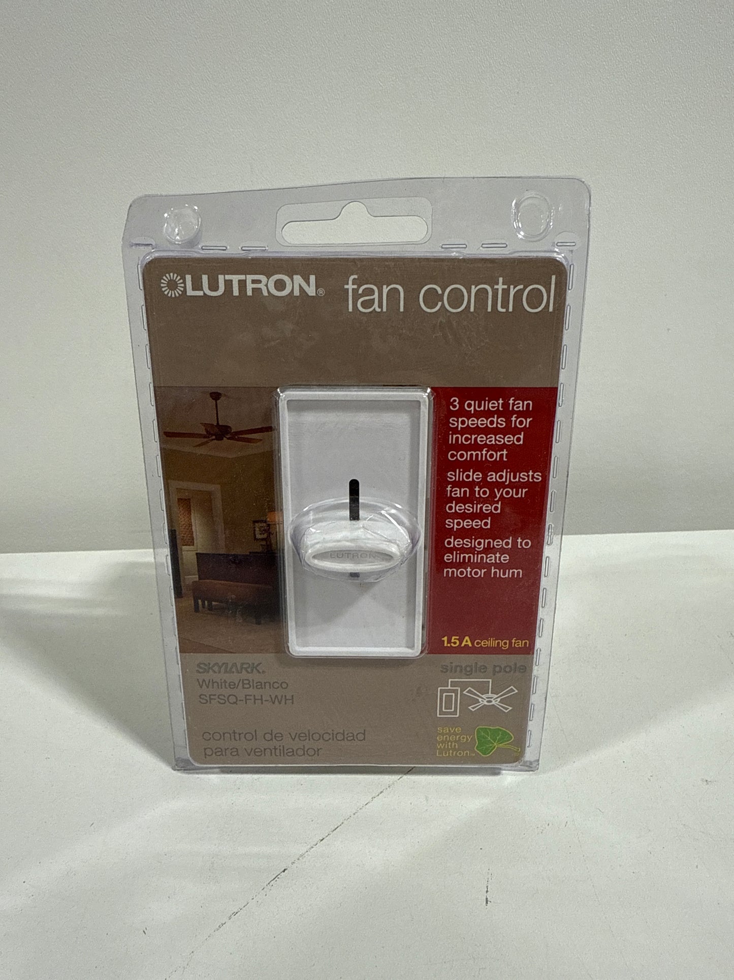 Lutron Skylark 1.5 Amps Slide Fan Control White 1 Pack