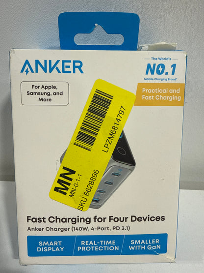 Anker Charger 140W 4 Port with Digital Display: USB, USB-C, Lightweight, Quick Charge