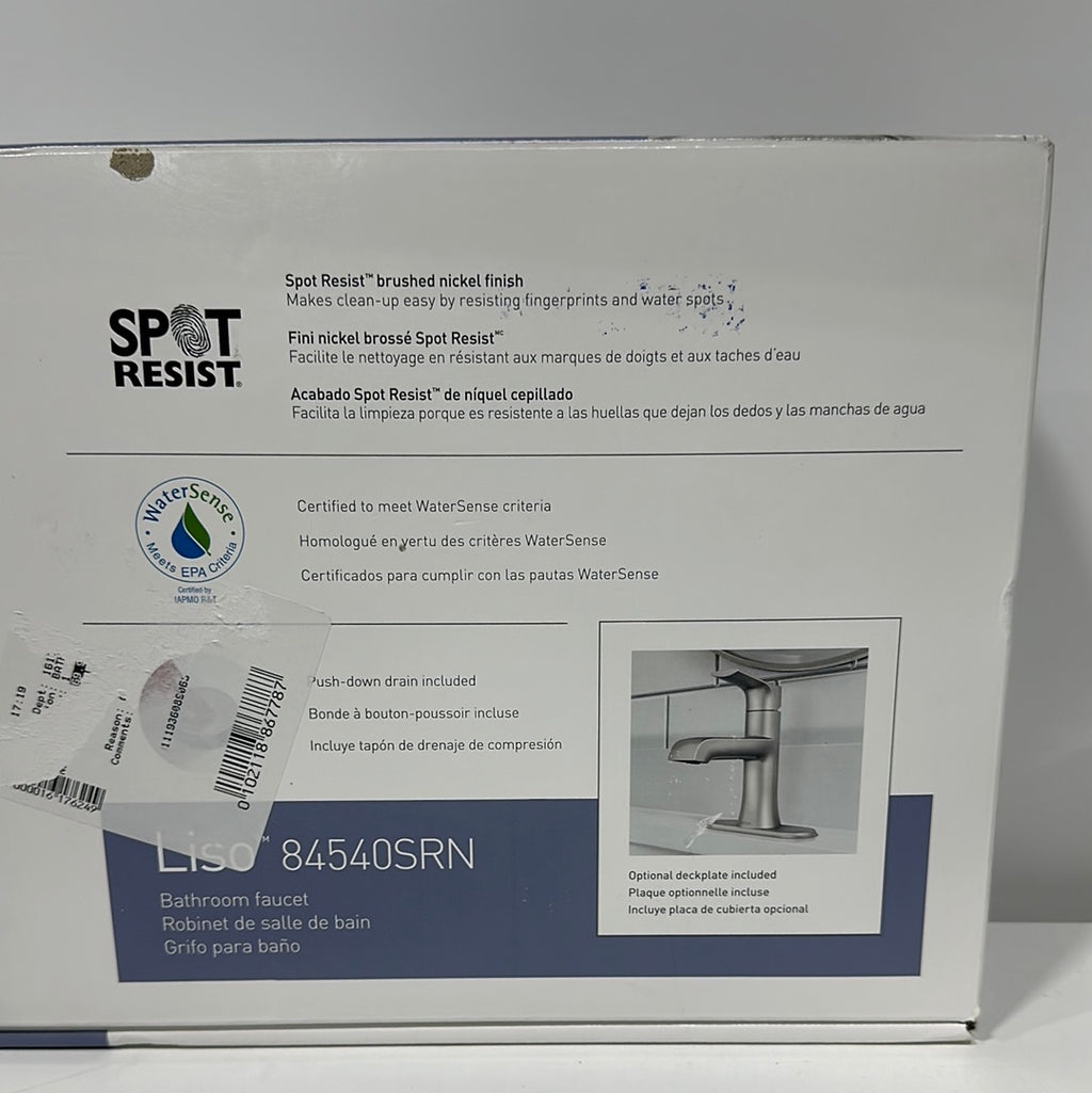 Moen Liso Spot Resist Brushed Nickel One Handle Bathroom Faucet
