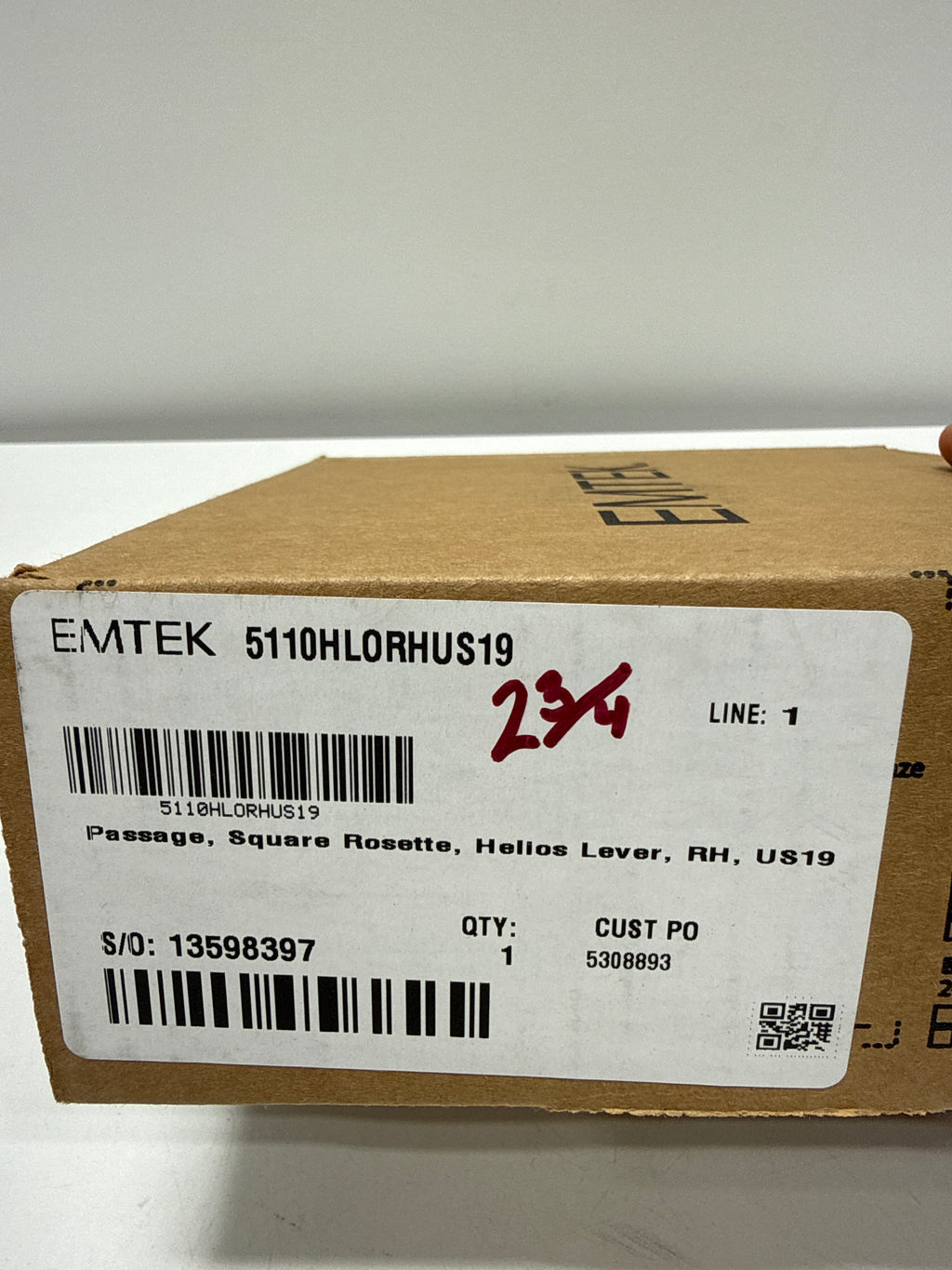 Emtek Flat Black Passage 5110HLOUS19RH