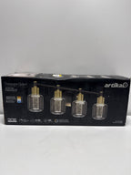 Champagne Globe 26 in. 4 Light Black & Gold Modern Integrated LED 5 CCT Vanity Light Bar for Bathroom with Bubble Glass