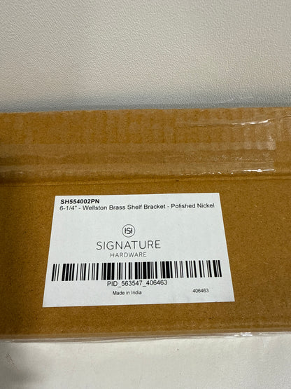 Signature Hardware 953637-B-6 Wellston 6-1/4" Brass Shelf Bracket Polished Nickel