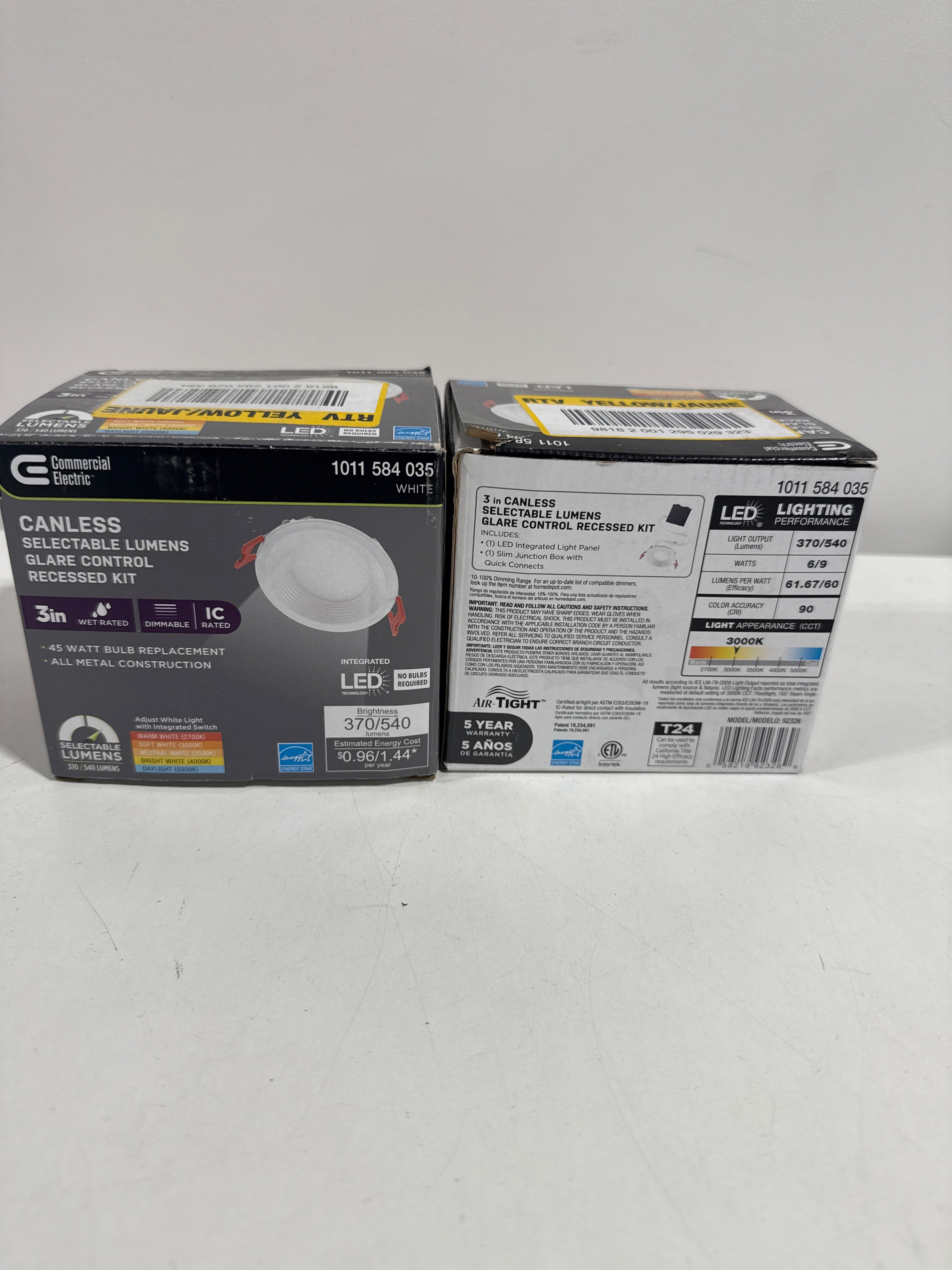 2 Premium Series 3 in. LED 2-Level Lumen Select Baffle Canless Recessed Light Adjustable CCT - *Lighting & Electrical