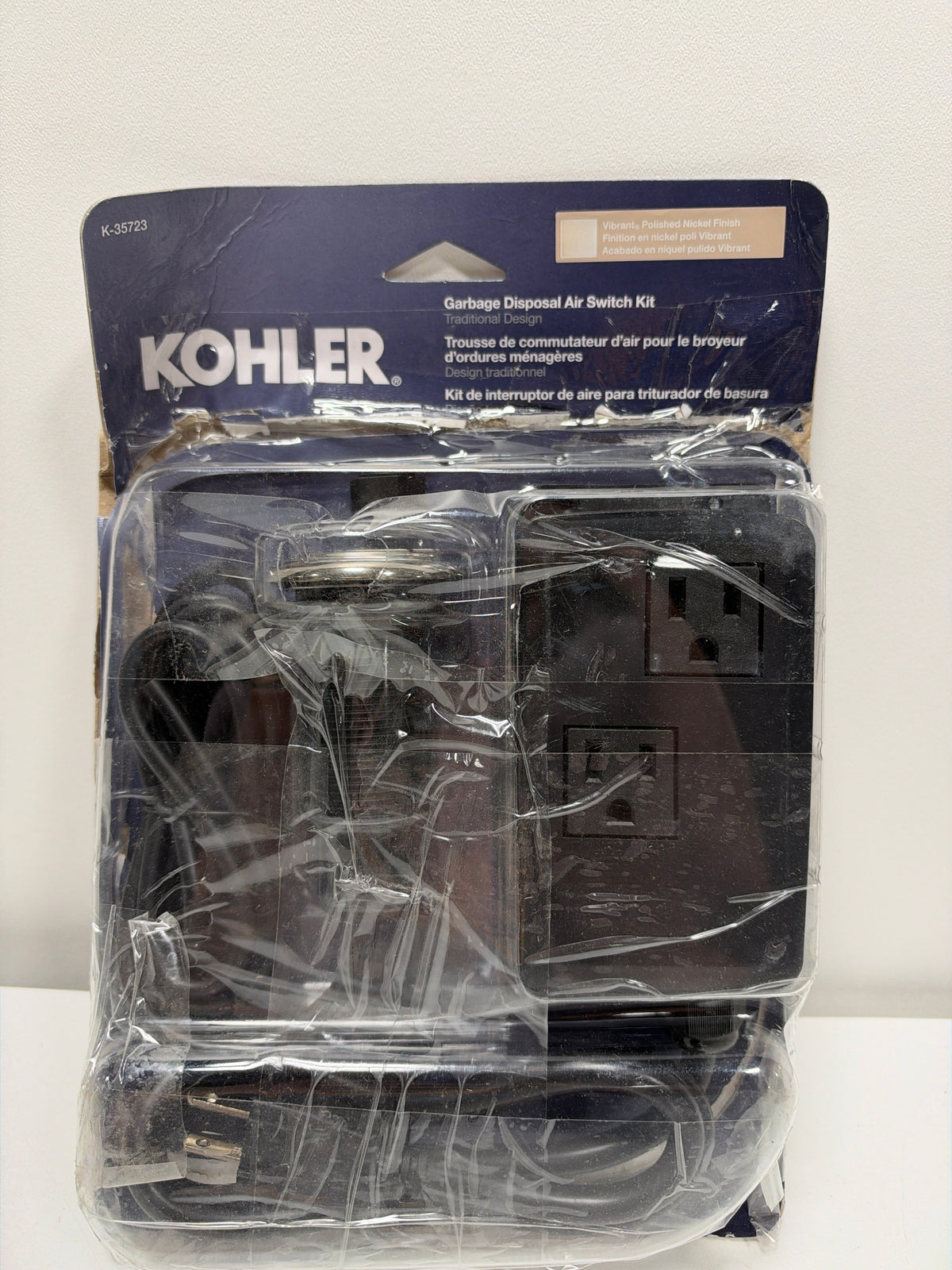 KOHLER K-35723-2BZ Garbage Disposal Air Switch Kit, Vibrant Polished Nickel