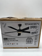 Benning 52 in. Indoor Matte Black Downrod Mount Ceiling Fan with Adjustable White Light LED and Remote Control Included