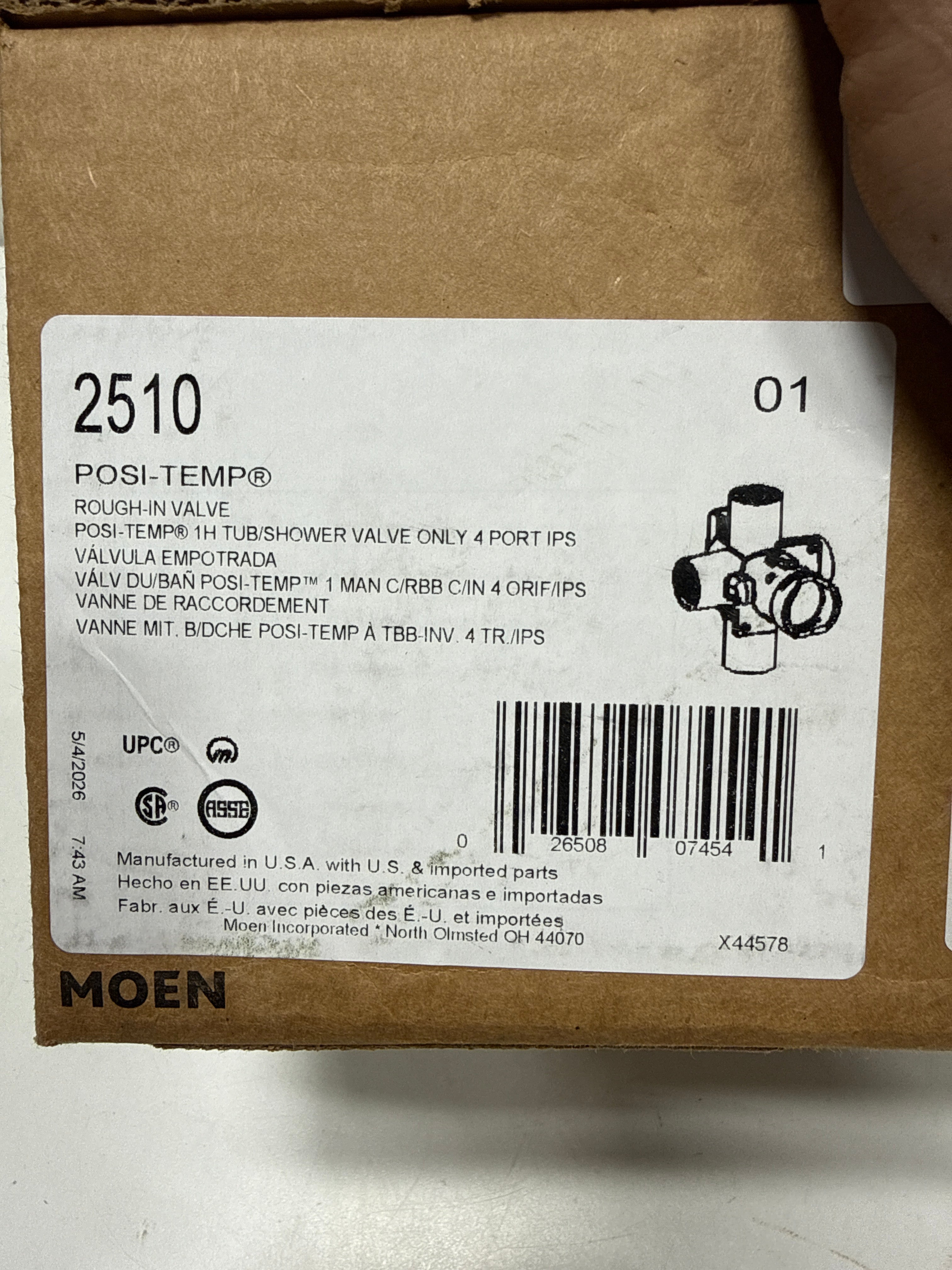 Moen 2510 1/2 Inch IPS Posi-Temp Pressure Balancing Rough-in Valve (No Stops) Valves Rough in Valves Shower Valves