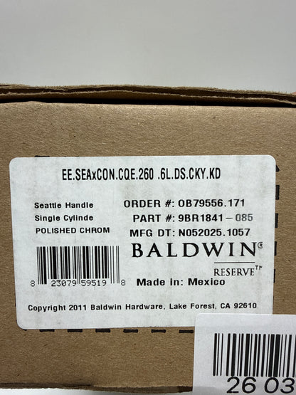 Baldwin EE.SEAxCON.CQE Seattle One Piece Single Cylinder Keyed Entry Handleset with Interior Contemporary Knob