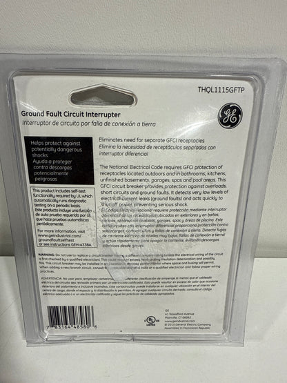 15 Amp Single Pole Ground Fault Breaker with Self-Test
