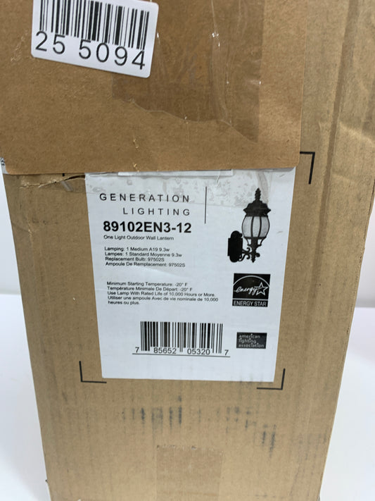 Generation Lighting 89102EN3-12 Wynfield One Light Outdoor Wall Lantern, Black Finish