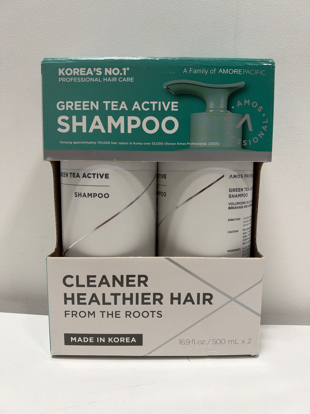 Amos Professional Green Tea Active Shampoo, 2-pack