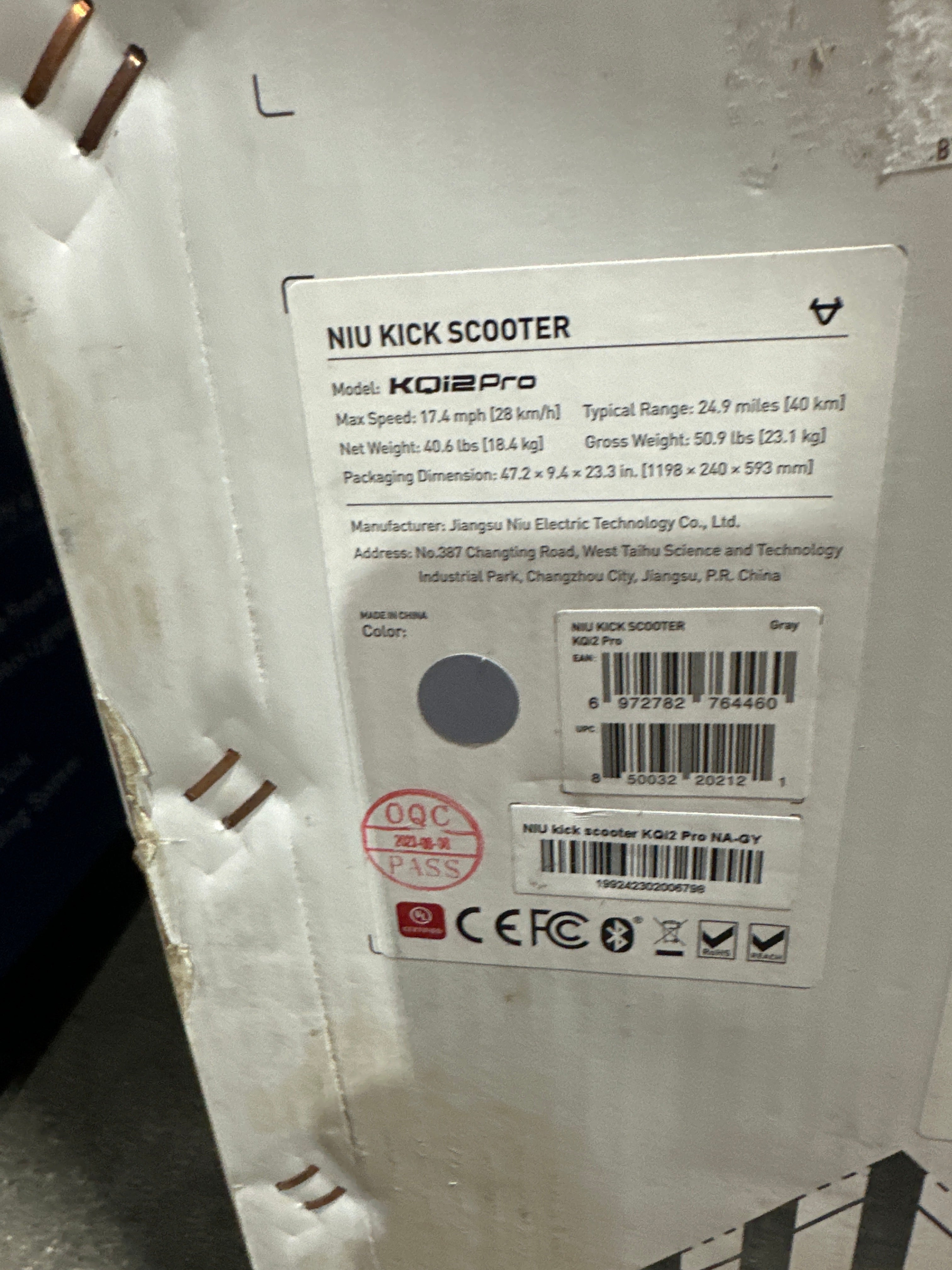 NIU Kick Electric Scooter Adult KQi2 Pro Foldable 25 Mile Range 17mph Gray - *Electronic Transportation