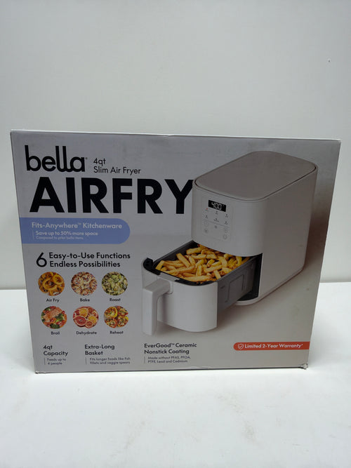 Air Fryer Bella 4qt Slim Evergood Ceramic Nonstick Oatmilk