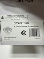 Delta DT062412 4" Tile-in Square Shower Drain Venetian Bronze