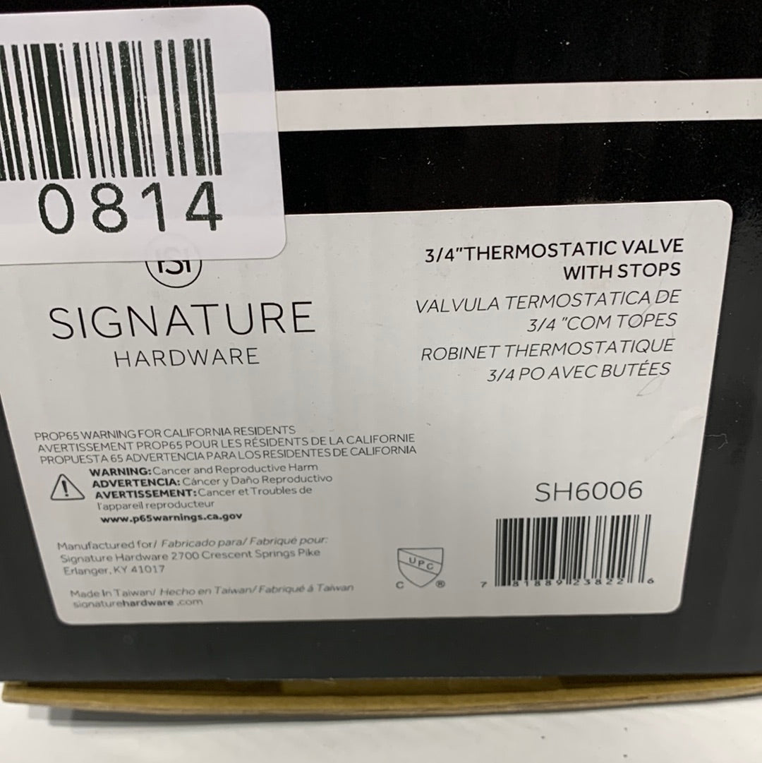 Signature Hardware 6006 Series Thermostatic Rough-In Valve - 3/4" Connection