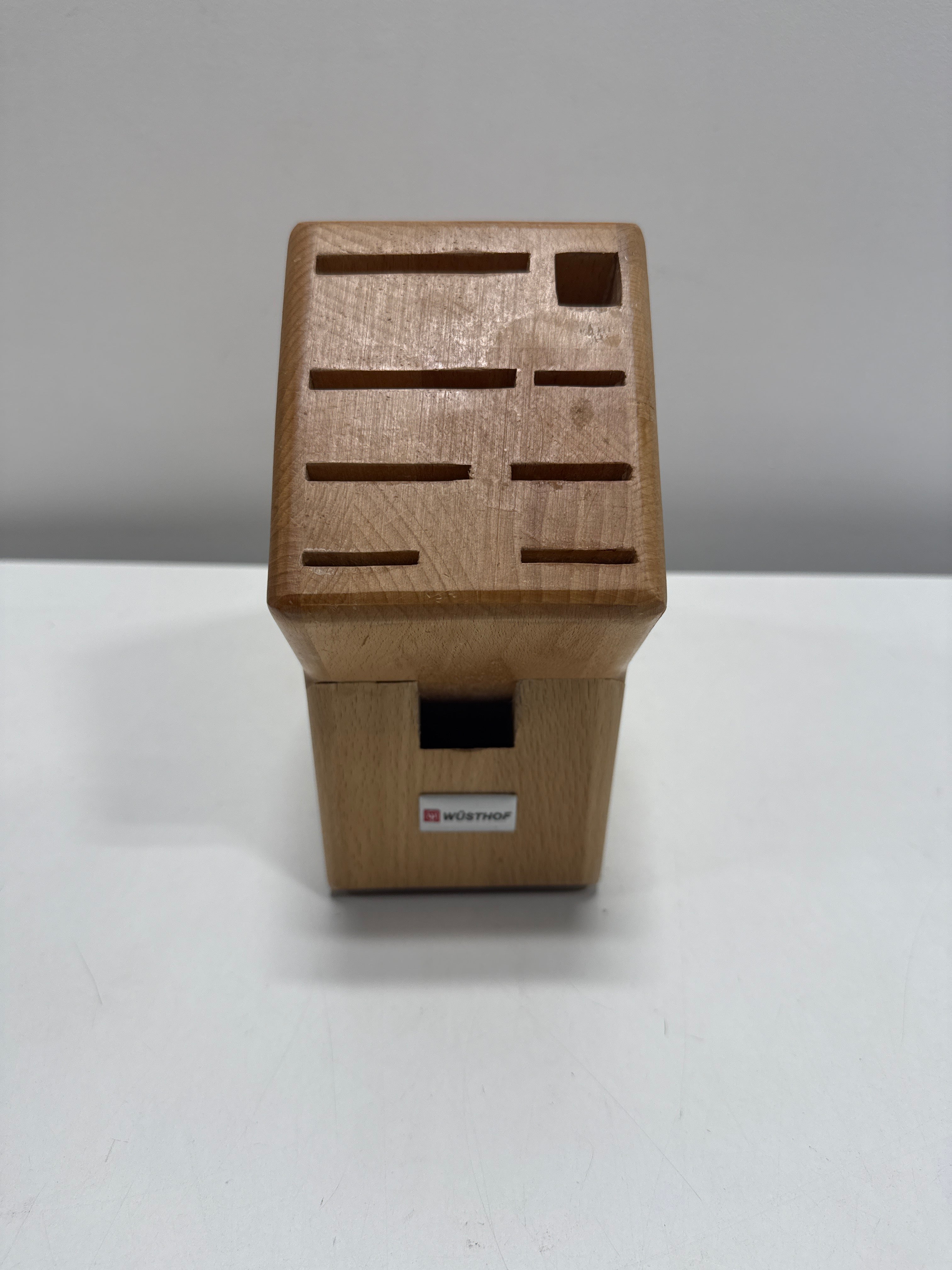 Used WUSTHOF 9 Slot Knife Storage Block Solid Natural Wood Block