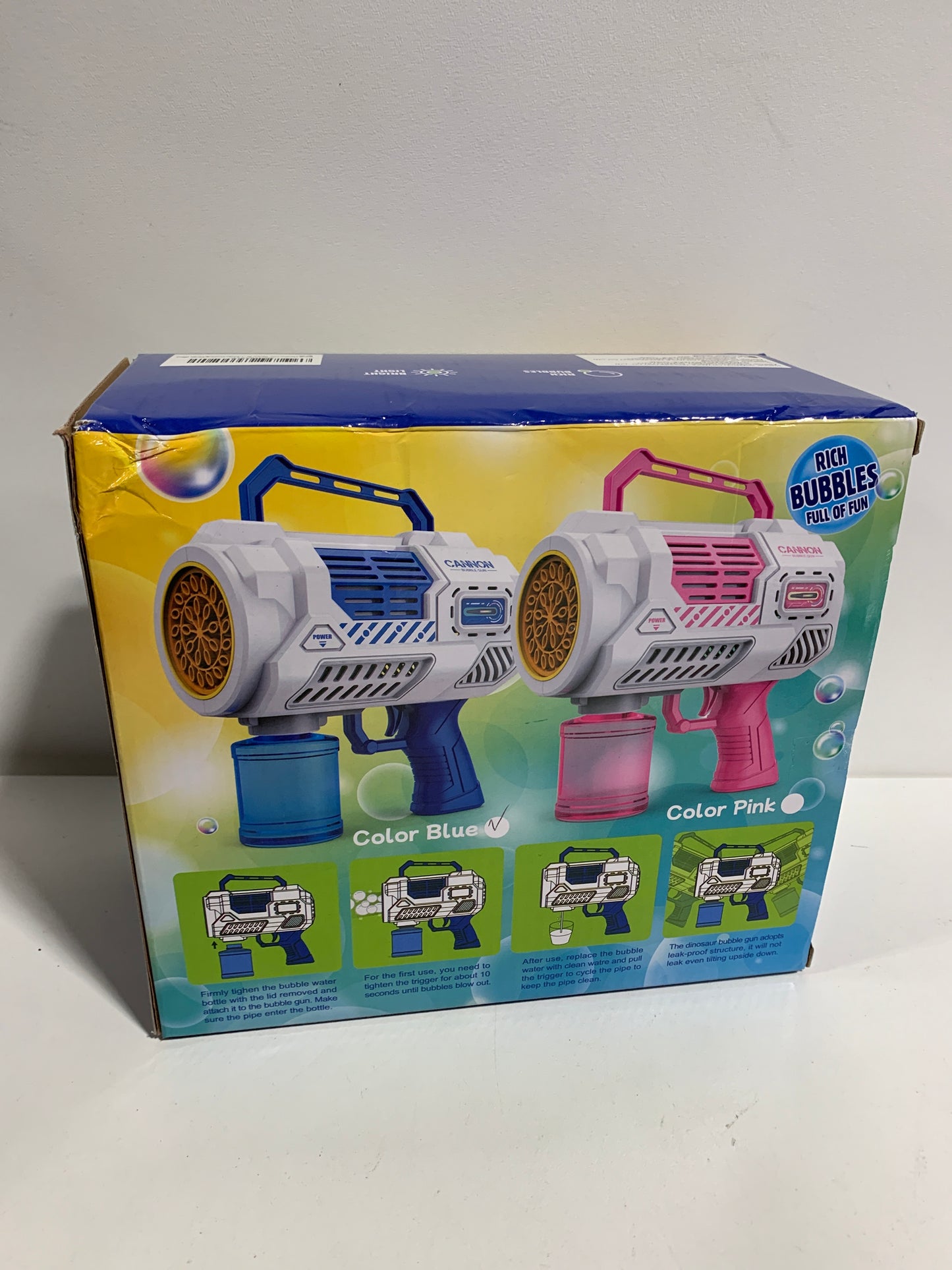 Bubble Machine, Bubble Gun for Kids, Two-in-One Bubble Maker with LED Light and Musics for Kids Adults, Rechargeable Bubble Machine Blower Summer Toy Gift for Birthday/Wedding/Party, Blue