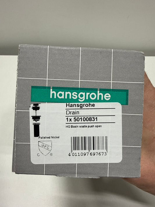 hansgrohe 50100831 Sink Push Open Drain, 1-1/4-Inch, Polished Nickel