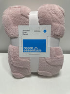 Full/Queen Wavy Jacquard Plush Blanket Pink - Room Essentials™ - *Bedding