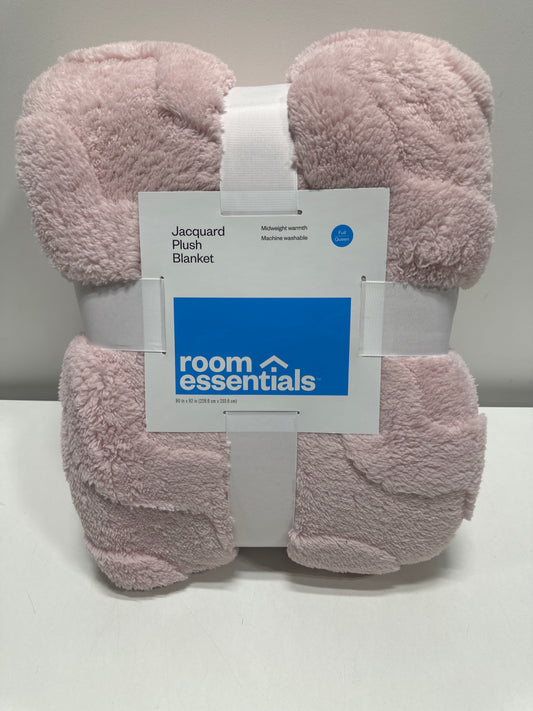 Full/Queen Wavy Jacquard Plush Blanket Pink - Room Essentials™