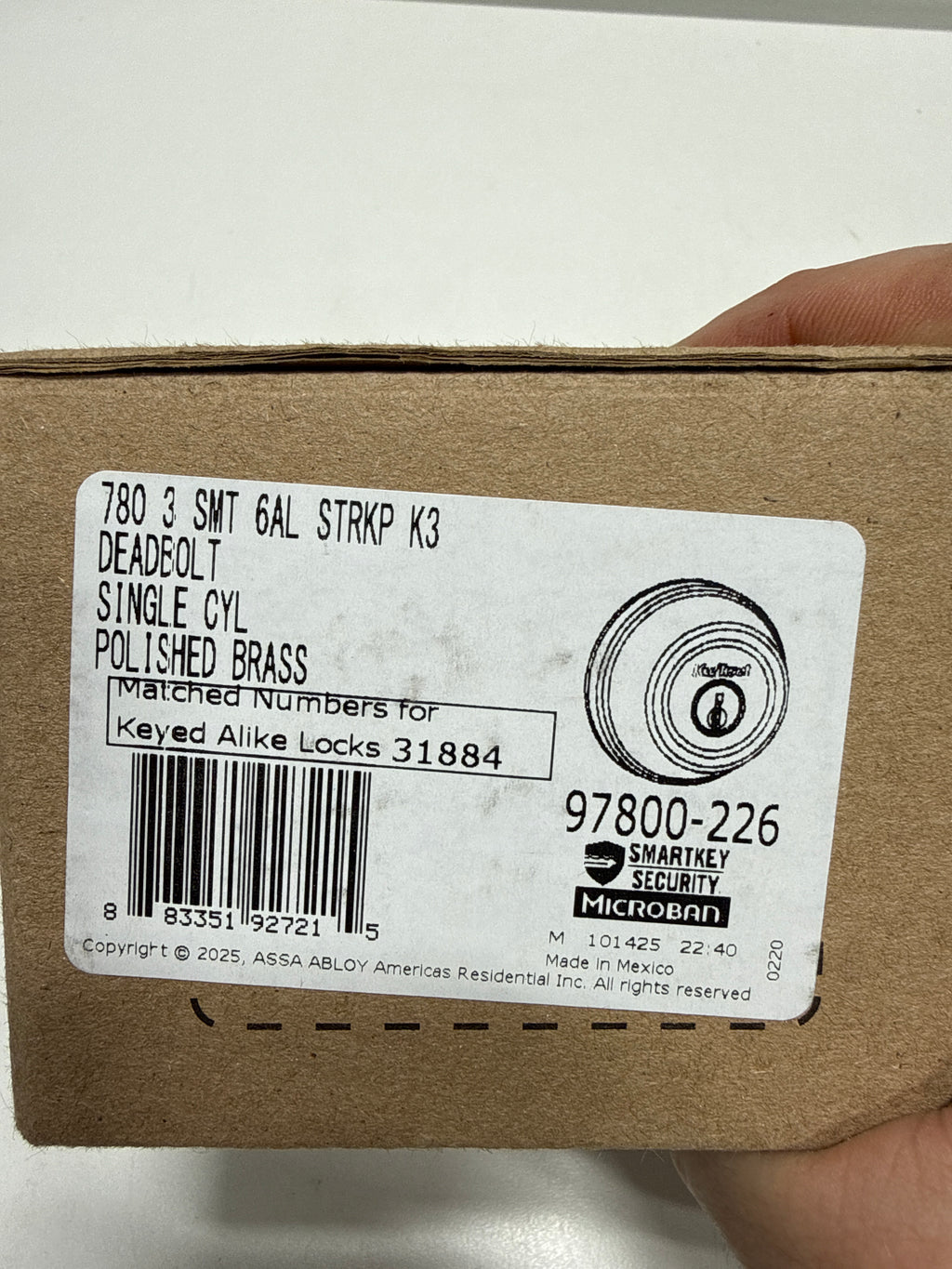 Kwikset 780-S.STRKP 780 Single Cylinder Keyed Entry Deadbolt with SmartKey from the Signature Series Polished Brass