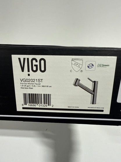 Vigo VG02021 Branson 1.8 GPM 9" H Single Handle Single Hole Pull Out Kitchen Faucet Stainless Steel