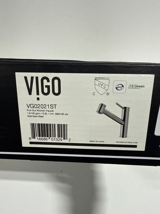 Vigo VG02021 Branson 1.8 GPM 9" H Single Handle Single Hole Pull Out Kitchen Faucet Stainless Steel
