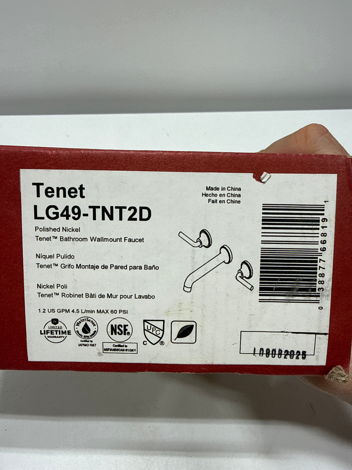 Pfister LG49-TNT2 Tenet 1.2 GPM Wall Mounted Widespread Bathroom Faucet Polished Nickel