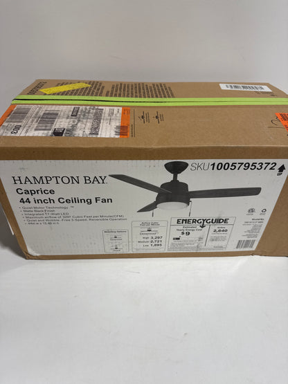 Caprice 44 in. Integrated LED Indoor Matte Black Ceiling Fan with Light Kit