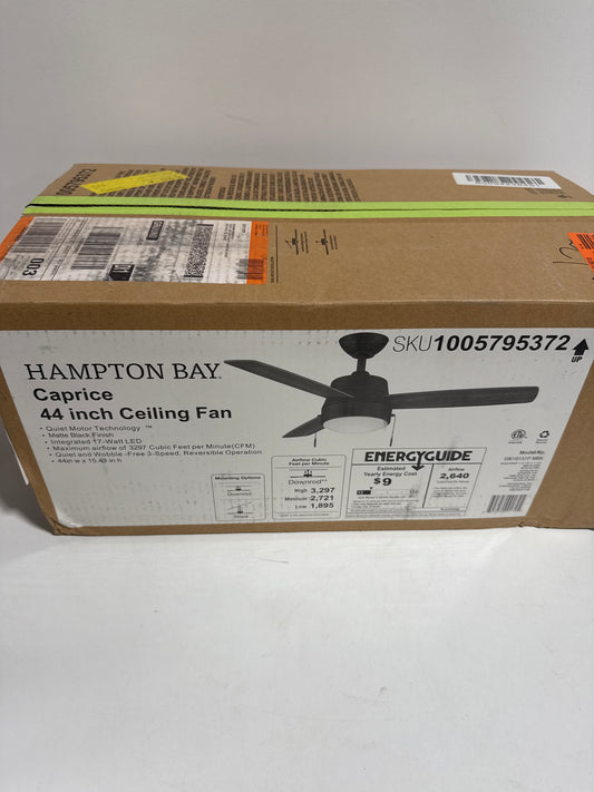 Caprice 44 in. Integrated LED Indoor Matte Black Ceiling Fan with Light Kit