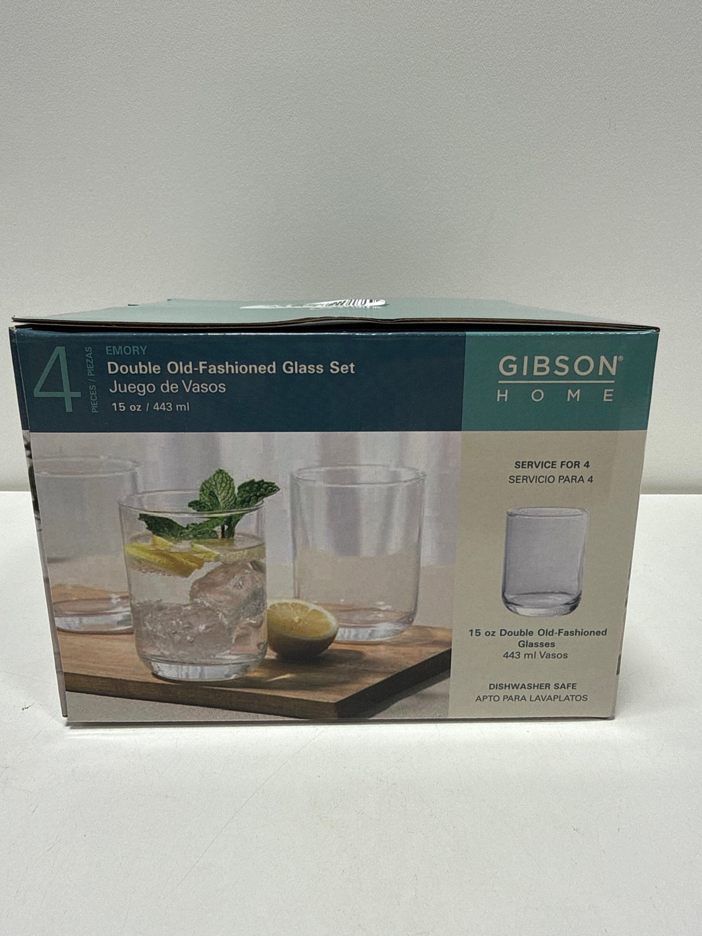4 x Emory 15 Ounce Double Old Fashioned Clear Glass Set