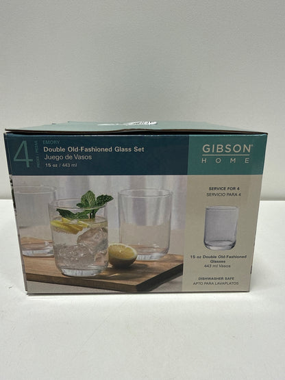 4 x Emory 15 Ounce Double Old Fashioned Clear Glass Set