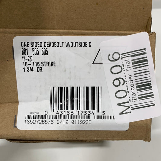 Schlage Single Sided Residential Deadbolt with Thumbturn and Outside Trim Plate from the B-Series