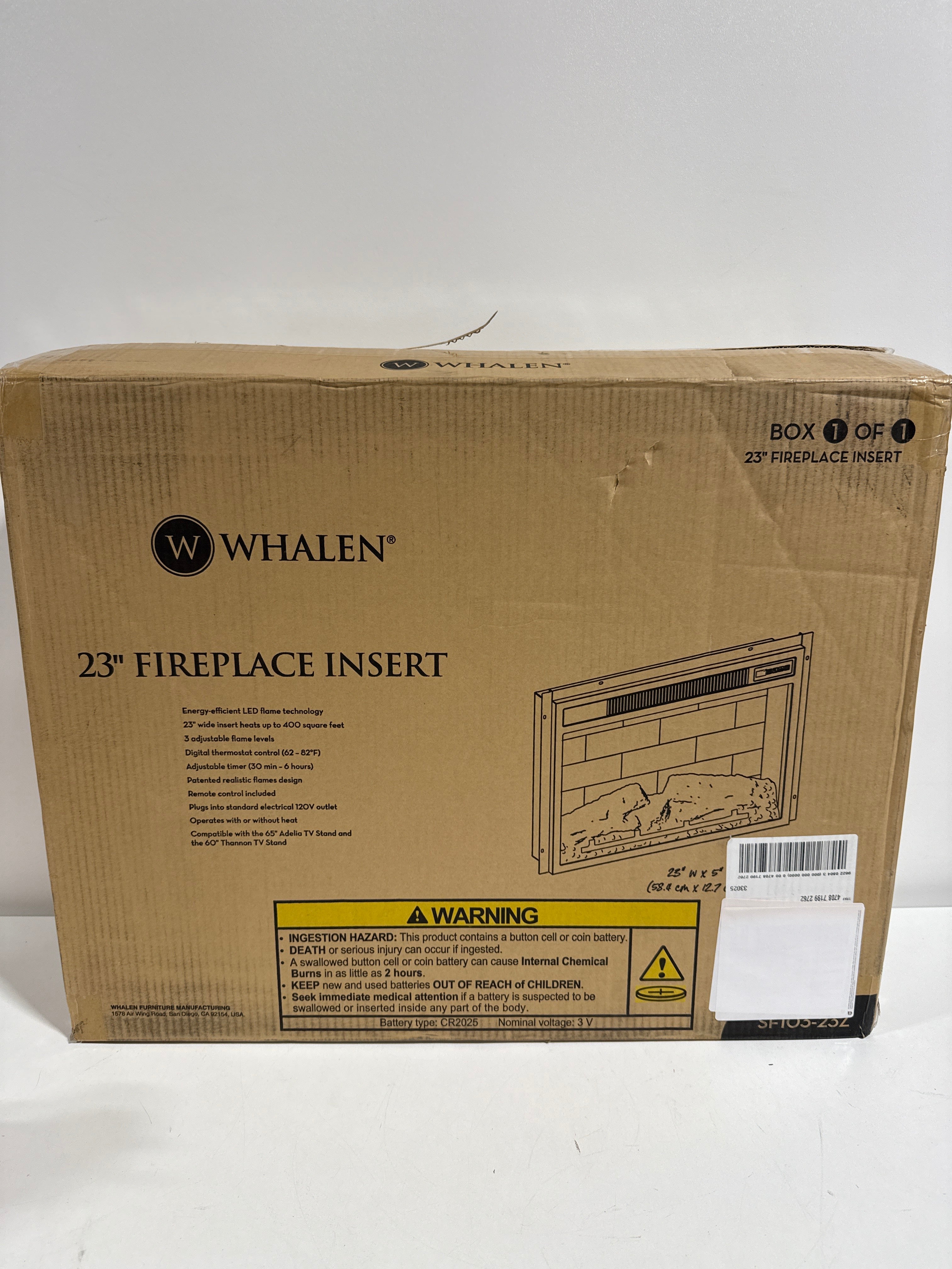 Whalen Furniture - Fireplace Insert for Whalen Adelia or Thannon TV Stands - Black - *Furniture & Organization