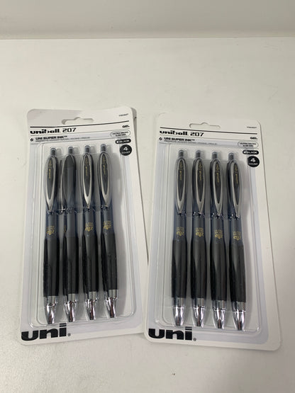 Uniball Signo 207 Gel Pen 8 Pack, 0.38mm Ultra Micro Black Pens, Gel Ink Pens